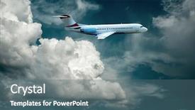  Presentation with aerodynamic - Theme having aerodynamic - airplane at flying under sky background and a ocean colored foreground