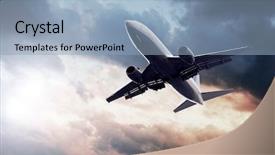  Presentation with aerodynamic - Beautiful PPT theme featuring aerodynamic - airplane on blue sky backdrop and a light blue colored foreground