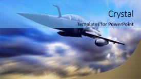  Presentation with aerodynamic - Colorful presentation theme enhanced with aerodynamic - military airplan on the speed backdrop and a light blue colored foreground