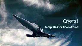  Presentation with aerodynamic - Theme featuring aerodynamic - military airplane on the speed background and a ocean colored foreground