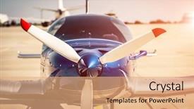  Presentation with sport blue - Theme having aerodynamic - shiny blue sport plane background and a coral colored foreground