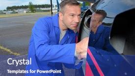  Presentation with helicopter - Slide deck with aeronautic - helicopter technician background and a cobalt blue colored foreground