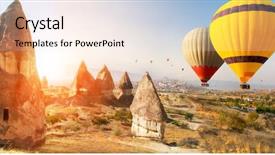  Presentation with cappadocia - Amazing theme having aeronautic - hot air balloon flying backdrop and a cream colored foreground