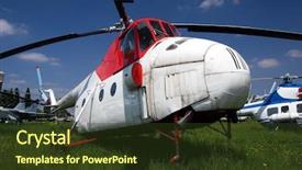  Presentation with aviation - Beautiful PPT theme featuring aeronautical engine - chopper museum of aviation kiev backdrop and a  colored foreground