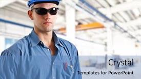  Presentation with aeronautical engineering - Colorful PPT layouts enhanced with aeronautical engineering - portrait of an engineer backdrop and a teal colored foreground