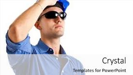  Presentation with aeronautical engineering - Colorful PPT layouts enhanced with aeronautical engineering - portrait of an handsome engineer backdrop and a white colored foreground