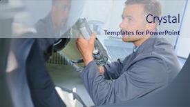  Presentation with aeronautical engineering - Cool new PPT theme with aeronautical engineering - technician backdrop and a sky blue colored foreground