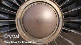  Presentation with rotor - Slide deck consisting of aeronautical engineering - vintage jet engine turbine detail background and a violet colored foreground