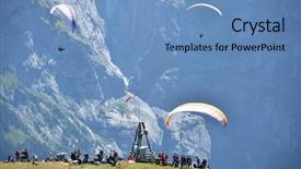  Presentation with paragliding - Audience pleasing presentation theme consisting of aeronautique - paragliding site jungfrau region switzerland backdrop and a teal colored foreground