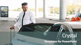  Presentation with airport port - PPT layouts having aeroport port - handsome mature businessman getting background and a ocean colored foreground