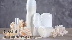  Presentation with aerosol - Cool new presentation with aerosol - deodorants for women and seashells backdrop and a soft green colored foreground
