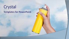  Presentation with aerosol - Audience pleasing presentation design consisting of aerosol - hand spraying a substance backdrop and a sky blue colored foreground