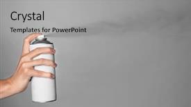  Presentation with aerosol - Cool new PPT layouts with aerosol - woman spraying paint from can backdrop and a light gray colored foreground