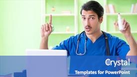  Presentation with aerosol - Amazing PPT theme having aerosol - young doctor working backdrop and a teal colored foreground