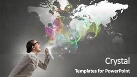  Presentation with aerosol - Amazing PPT theme having aerosol - young woman in suit backdrop and a dark gray colored foreground