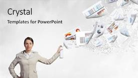  Presentation with suitcase - Audience pleasing slide deck consisting of aerosol - young woman in suit backdrop and a light gray colored foreground