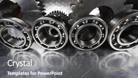  Presentation with titanium - PPT theme consisting of aerospace titanium cogwheels and gears mirrored in aluminum background and a gray colored foreground