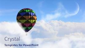  Presentation with floating - Cool new slide set with aerostat-floating-in-day-sky backdrop and a sky blue colored foreground