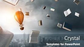  Presentation with sky - Amazing presentation theme having aerostat-high-in-sky-mixed backdrop and a dark gray colored foreground