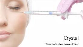  Presentation with injection - Audience pleasing presentation consisting of aesthetic clinic - beautiful woman gets an injection backdrop and a white colored foreground