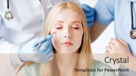  Presentation with plastic surgery - PPT theme having aesthetic clinic - healthcare medical and plastic surgery background and a coral colored foreground