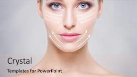  Presentation with blue eyes - Audience pleasing slides consisting of aesthetic clinic - portrait of attractive girl backdrop and a lemonade colored foreground