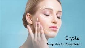  Presentation with aesthetic medicine - PPT layouts consisting of aesthetic clinic - portrait of beautiful and healthy background and a light blue colored foreground