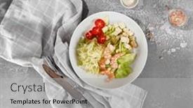  Presentation with table napkin aesthetic - Presentation theme with aesthetic-composition-with-caesar-salad background and a light gray colored foreground