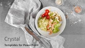  Presentation with table napkin aesthetic - Slide set featuring aesthetic-composition-with-caesar-salad background and a  colored foreground