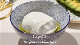  Presentation with mozzarella cheese - Presentation theme consisting of aesthetic-composition-with-mozzarella-cheese background and a gray colored foreground