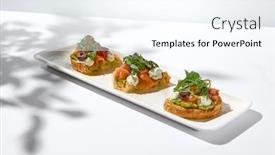  Presentation with fine dining - Presentation theme consisting of aesthetic-composition-with-salmon-bruschetta background and a sky blue colored foreground