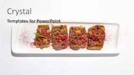  Presentation with fine dining - Theme consisting of aesthetic-composition-with-shredded-beef background and a sky blue colored foreground