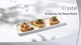  Presentation with fine dining - PPT theme featuring aesthetic-composition-with-tomato-bruschetta background and a sky blue colored foreground