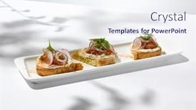  Presentation with fine dining - Presentation design enhanced with aesthetic-composition-with-tomato-bruschetta background and a sky blue colored foreground