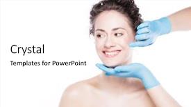  Presentation with aesthetic medicine - PPT theme with beautiful woman's skin review background and a sky blue colored foreground