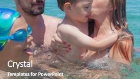  Presentation with family dreams of vacation - Beautiful presentation design featuring afect - family vacation sea water backdrop and a  colored foreground