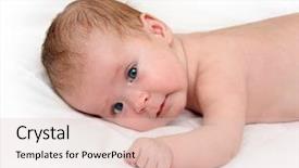  Presentation with brown bear baby shoes - Slides with afeects children - beauty baby crawling on white background and a  colored foreground