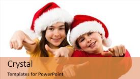  Presentation with christmas girl - PPT theme enhanced with afeects children - christmas time - girl background and a  colored foreground