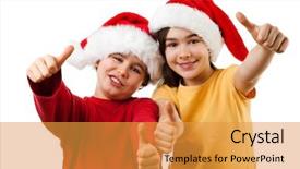 Presentation with christmas girl - Beautiful PPT theme featuring afeects children - christmas time - girl backdrop and a gold colored foreground