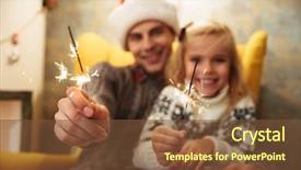  Presentation with father - Slide set consisting of afeects children - close-up photo of happy father background and a tawny brown colored foreground