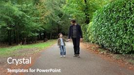  Presentation with father and son - PPT theme featuring afeects children - father and young son walking background and a  colored foreground