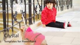  Presentation with floor - Slides consisting of afeects children - little cute boy sits background and a  colored foreground