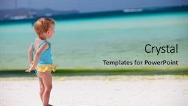  Presentation with algae - Presentation design consisting of afeects children - toddler girl standing on tropical background and a  colored foreground