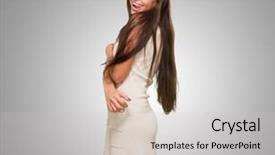  Presentation with tongue - Presentation design consisting of affecting teenagers - young woman showing her tongue background and a light gray colored foreground