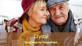  Presentation with senior couple - Slides enhanced with affection - affectionate senior couple in warm background and a tawny brown colored foreground