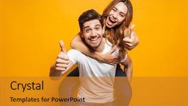  Presentation with satalitte image - Slides consisting of affection - image of joyous couple showing background and a gold colored foreground