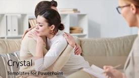  Presentation with reconciliation - PPT theme having affection - young affectionate couple sitting background and a coral colored foreground