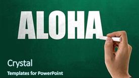  Presentation with aloha - Colorful slide set enhanced with affection peace compassion and mercy backdrop and a forest green colored foreground