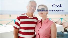  Presentation with senior couple - Slide set featuring affectionate couple of senior spouses background and a  colored foreground