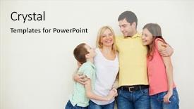  Presentation with isolation - Audience pleasing presentation theme consisting of affectionate family of four backdrop and a  colored foreground